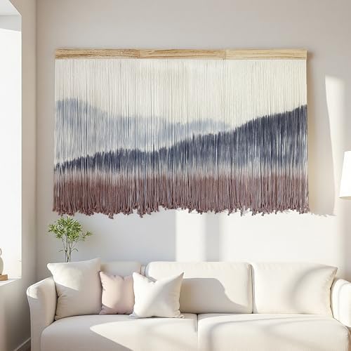 AKSWSHO Large Dip-Dye Macrame Wall Hanging Tapestry 59"x38" Boho Decor - Image 2