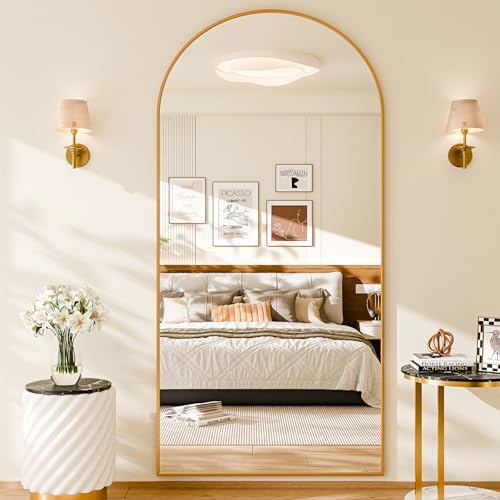 76"x34" Floor Mirror Full Length, Arched Full Length Mirror with Stand, Large Full Body Mirrors for Bedroom Living Room or Cloakroom Gold - Image 2