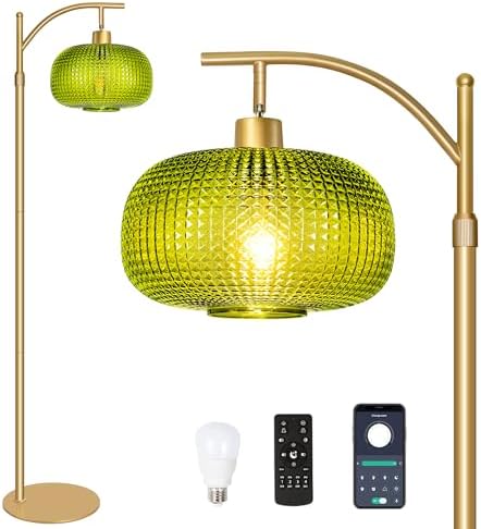 Modern Floor Lamp for Living Room, Mid Century Standing Lamp Green Shade by infusesyourabodewithwarmth