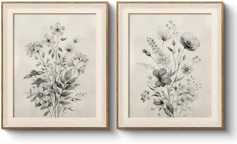 VIYYIEA Framed Monochrome Wildflower Botanical Wall Art Set, 10×12 Inch by VIYYIEAART