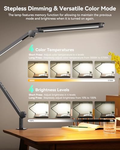 LED Desk Lamp with Clamp, 4CCT Table Lights for Home Office Puzzle Painting - Image 3