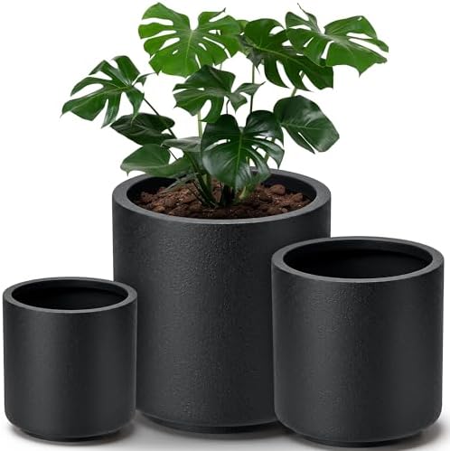 homenote 13.2/10.5/8.5 Inch Large Plastic Flower Pots with Drainage (3 Pcs) by HOMENOTE