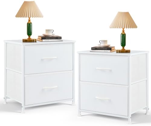 Nightstand Set of 2 Small 2 Drawer Dresser End Table Bedside Furniture by SageNest