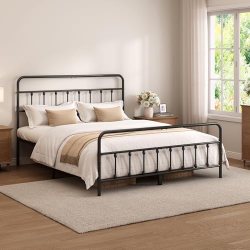Full Size Metal Bed Frame with Headboard and Footboard,Black - Image 4