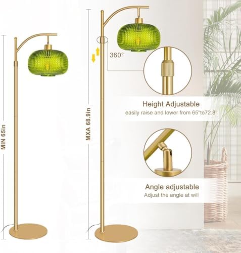 Glass Floor Lamp for Living Room, Dimmable Gold Tall Lamp with Remote - Image 3