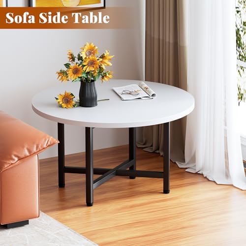 Coffee Table, 23.6" Small Coffee Tables, White Round Coffee Table - Image 5