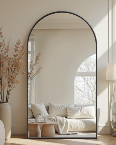 76"x44" Arched Full Length Mirror with Stand,Full Body Floor Mirror - Image 3