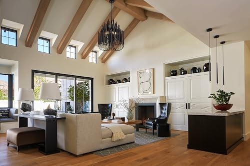 TOCHIC Modern Farmhouse Chandelier for Dining Room 21", Small Vintage Black Wood Chandeliers Light for Living Room, Rustic Pendant Lighting Fixture Ceiling Hanging for Foyer Bedroom Entryway - Image 7