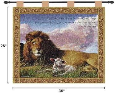 Manual Inspirational Collection 26 X 36-Inch Wall Hanging and Finial Rod, Lion and Lamb with Verse - Image 2