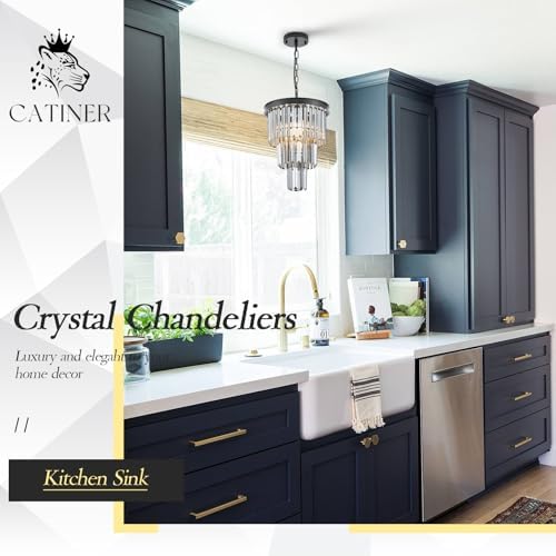 CATINER 12" Smoke Gray Crystal Chandeliers,3 Pack Black Pendant Light - Image 7