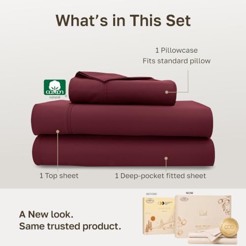 California Design Den Soft 100% Cotton Sateen Twin XL Bedsheets, 3 Pcs Set - Image 3