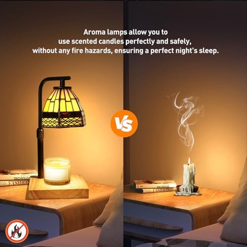 Tiffany Candle Warmer Lamp, Adjustable Height Wood Wax Melter - Image 4