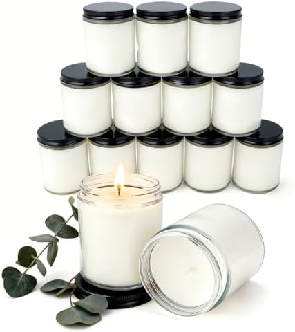12 PCS 8oz Large Eucalyptus Scented Long Lasting Pure Soy Wax Candles | Calming Home Fragrance | Premium Bulk Gift Set | Wedding Favors, Spa, Hotel & Corporate Events by Trxvxo