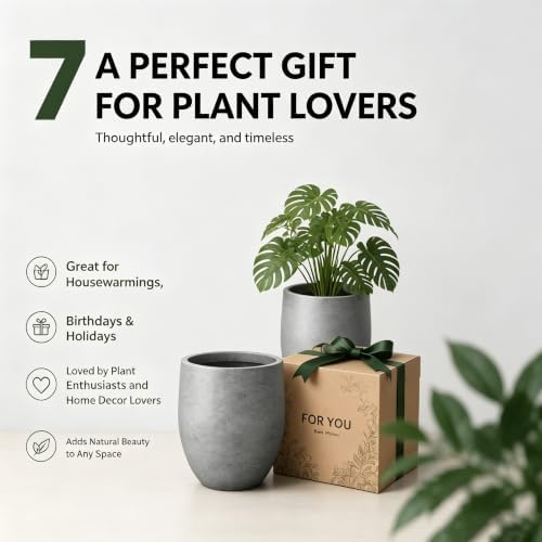 Kante Large Round Bullet Pale Gray Concrete Planter 21.7" Tall, Outdoor - Image 6