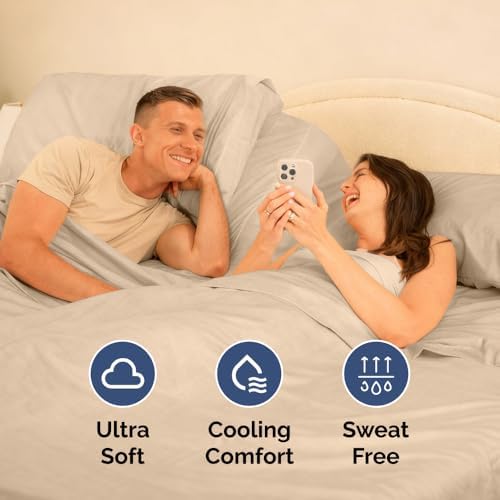 Flex Top Split Head King 4 Piece Sheet Set - Ultra-Soft, Breathable - Cream - Image 6
