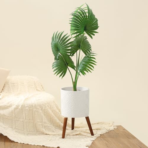 10 Inch Plant Pot with Stand, Planter for Indoor Plants, Modern Large Flower Planter Pot with Drainage Holes for Outdoor, Matte White - Image 6