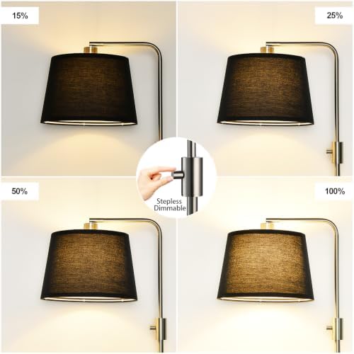 Nintiue 【Upgraded】 Dimmable Floor Lamp, 1000 Lumens LED Edison Bulb Included, Brushed Nickel Arc Floor Lamps Modern Standing Lamp with Black Shade, Tall Lamps for Living Room Bedroom - Image 3