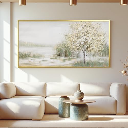 Canvas Wall Art Decor Large Green Wall Art for Living Room Natural Landscape Wall Art Decor Canvas Art Wall Decor Gold Framed Wall Art Prints for Room Bedroom Office Decor 29"X58" - Image 5