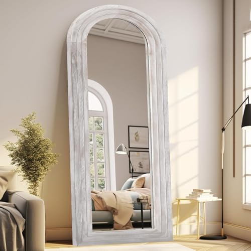 ZHUNFA Arched Full Length Mirror with Solid Wood Frame by ZHUNFA