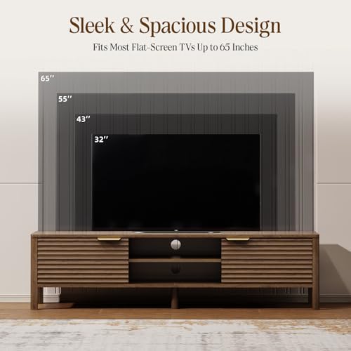 TV Stand for Living Room up to 65 Inch TVs Entertainment Center Walnut 59" - Image 4