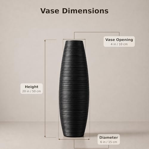 Leewadee Large Floor Vase 20 inches Polyresin for Pampas Grass, Dried Flowers - Image 4