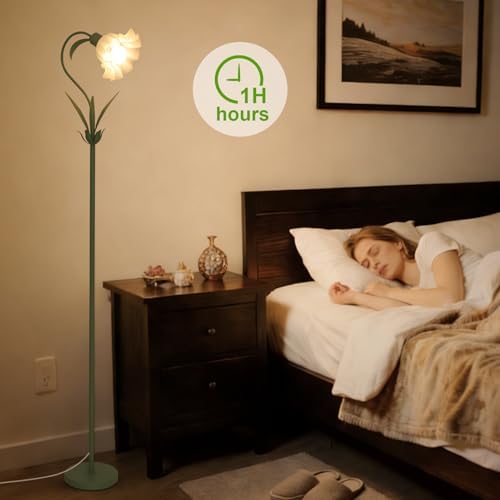 HMVPL Flower Floor Lamp for Living Room, Flower Standing Lamp with Remote Control, Floral Cute Tall Lamp with RGB Bulb, Dimming, Timer, Arc Vintage Floor Lamp for Bedroom Corner Kids Room Reading - Image 7