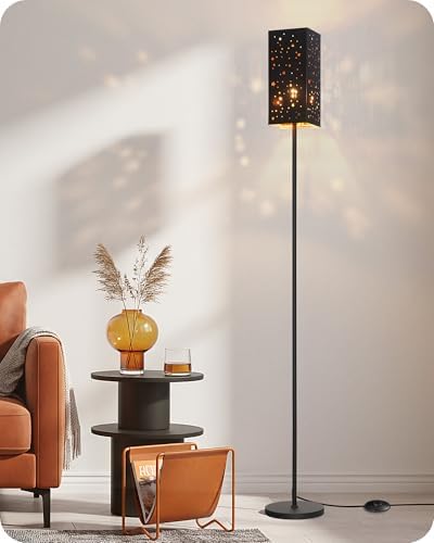 64.6" Floor Lamp, with Foot Switch, Standing Lamp with Sky Stars Design, Modern Freestanding Lamp (Bulb Not Included), for Living Room, Bedroom, Office, ETL Listed,Black Starry Sky AB07LD05 by GOEBLESON