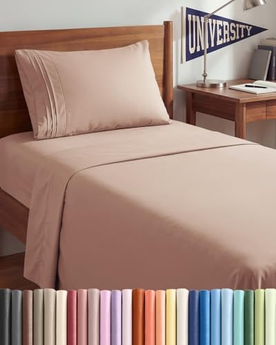 Twin XL 3 Piece Sheet Set - College Dorm Room Essentials - Mauve by CGKUnlimited
