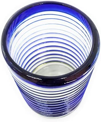 Cobalt Blue Spiral 14 oz Drinking Glasses (set of 6), Recycled Glass, Lead-free, Toxin-Free (Drinking) - Image 7