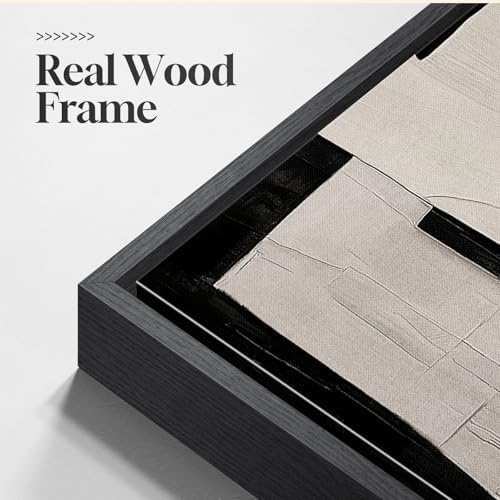 Large Framed Black and White Abstract Wall Art for Living Room, 24x36 In - Image 6