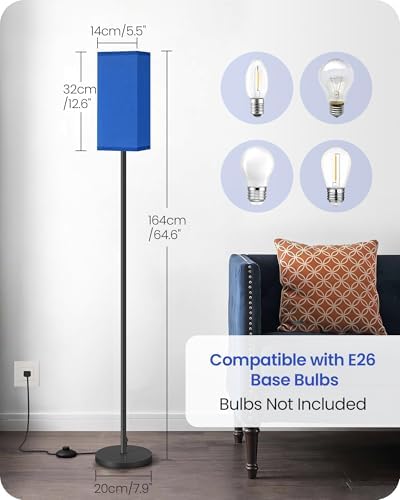 Floor Lamp, Pole Lamp with Foot Switch, Modern Standing Lamp Shade, Minimalist Freestanding Lamp (Bulb Not Included), for Living Room, Bedroom Office ETL Listed, Blue and Black U07LD05 - Image 2