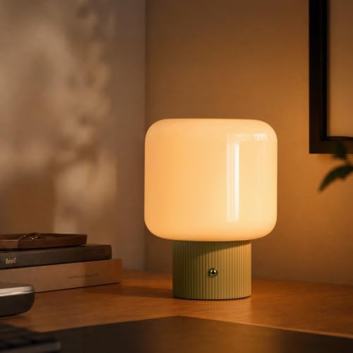 Cordless Rechargeable Mushroom Table Lamp with 3 Color Temps LED Dimmable by Hamucd