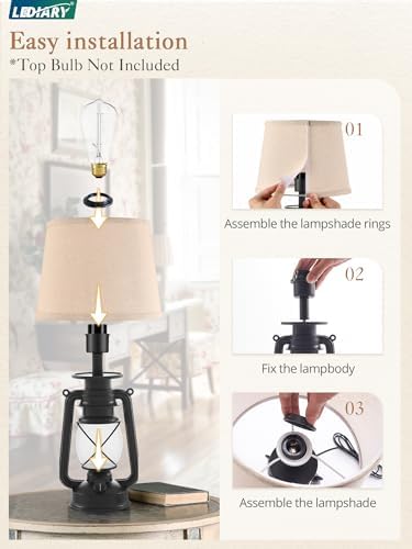 LEDIARY 18.72" Black LED Lantern Flickering Flame Table Lamps Set of 2 - Image 6