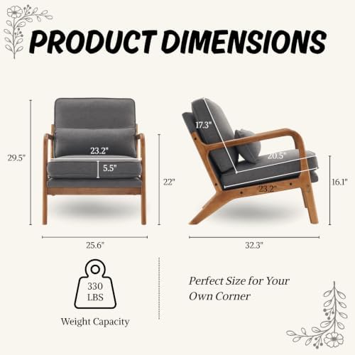 Karl home Mid-Century Modern Accent Reading Chair, Grey - Image 2
