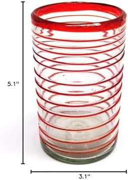 Ruby Red Spiral 14 oz Drinking Glasses (set of 6), Recycled Glass, Lead-free, Toxin-Free (Drinking) - Image 2