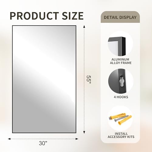FICTOR Bathroom Vanity Mirror for Over Sink, 55" x 30", Black - Image 2
