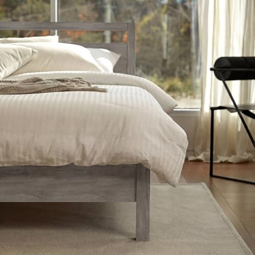 LIFEMENT Full Bed Frame with Headboard Signature Wood Platform, Noise Free, Under Bed Storage, No Box Spring Needed, Easy Assembly, Gray - Image 2