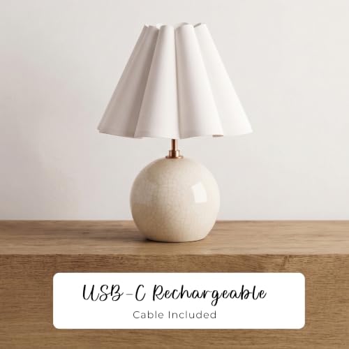 Pooky Lighting Cecily Rechargeable Ceramic Table Lamp 15" - Cordless Lamp - Image 6