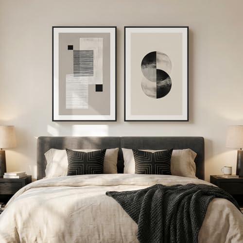 Large Framed Neutral Abstract Wall Art for Living Room Set of 2, 24x36 In - Image 5