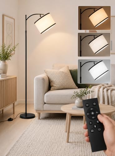 BySea Dimmable Arc Floor Lamp, Adjustable Over Couch Lamp, Remote Control by Unknown