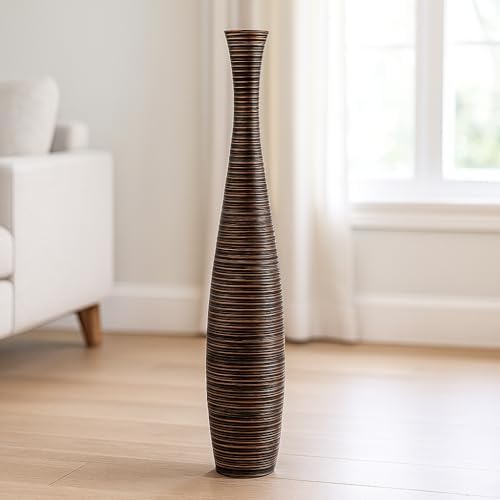 Leewadee Large Floor Vase 41 inches Mango Wood for Pampas Grass, Dried Flowers by Leewadee