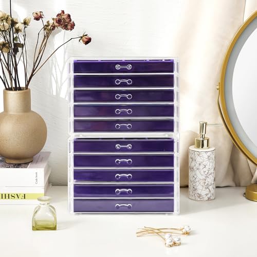ProCase Earring Holder Organizer Jewelry Box with 10 Drawers, Purple - Image 6