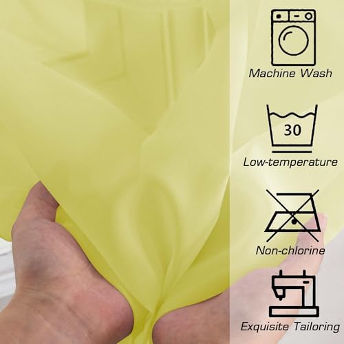 OWENIE Short Lemon Sheer Curtains 36 Inch Length 2 Panels Set, Kitchen Tiers Curtains Light Filter Rod Pocket Voile Cafe Curtain for Basement Bathroom Small Half Window, 42" W x 36" L, Lemon - Image 5