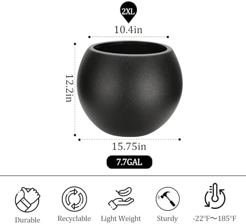 Large Round Planter,Planters for Indoor Plants & Outdoor,Durable Plastic Material Sphere Planter with Drainage Hole & Rubber Plug Weather Resistant,Plant Pot - Image 2