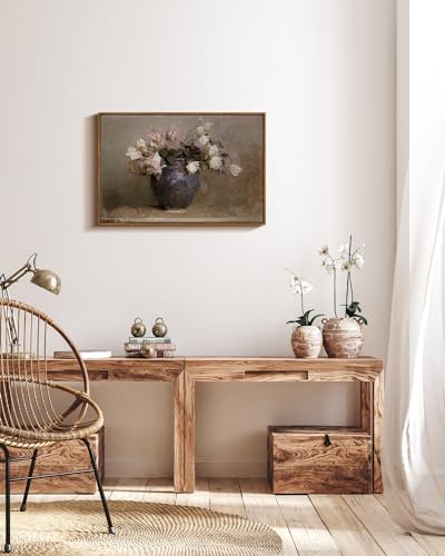 InSimSea Framed Canvas Wall Art Vintage Decor, Flower Large Wall Art, Floral Rustic Decorations for Living Room, Farmhouse Wall Decor for Living Room Bedroom, 20"x30" - Image 2