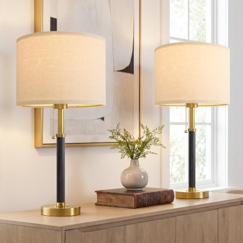 Wood Table Lamps 22" Mid Century Modern Lamps for Bedroom Living Room Lamps by G-SAFAVA
