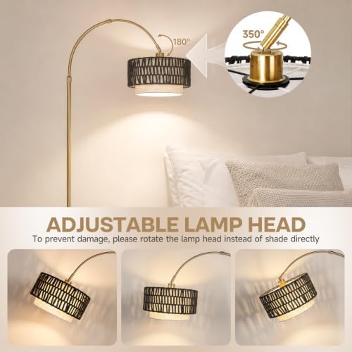 Arc Floor Lamp for Living Room with Remote, 61.5"-72.4" Height Adjust Dimmable LED Floor Lamp with 3 Color Temps, Farmhouse Arched Standing Lamp,Boho Floor Lamp, Arched Floor Lamps for Bedroom, Office - Image 5