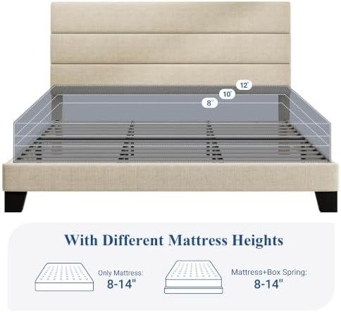 Allewie Cal King Size Platform Bed Frame with Fabric Upholstered Headboard - Image 7