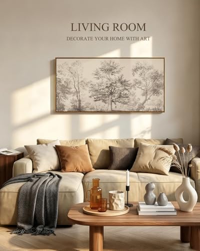 InSimSea Extra Large Framed Vintage Wall Art, Sketch Tree Prints,24x48inch - Image 3