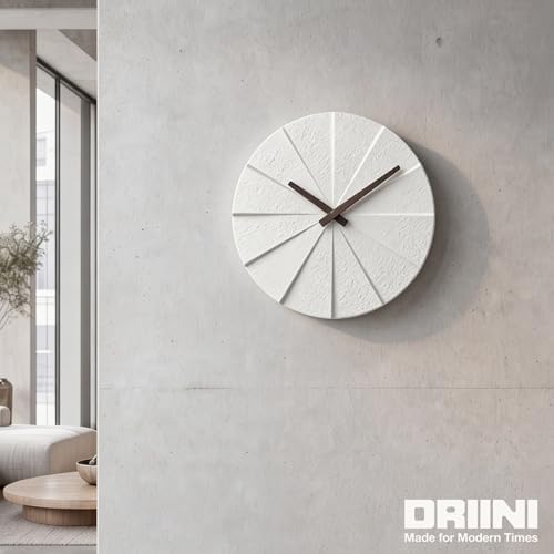Driini Modern Wall Clock with No Numbers and Wooden Hands. White 12.5 Inch - Image 7